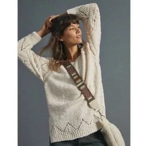 PILCRO by ANTHROPOLOGIE Luna Pointelle Sweater Size Medium